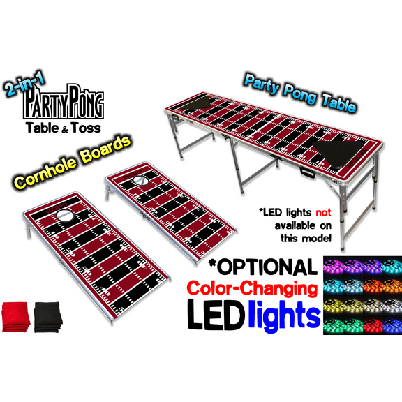 2-in-1 Cornhole Boards & Beer Pong Table - Arizona Football Field