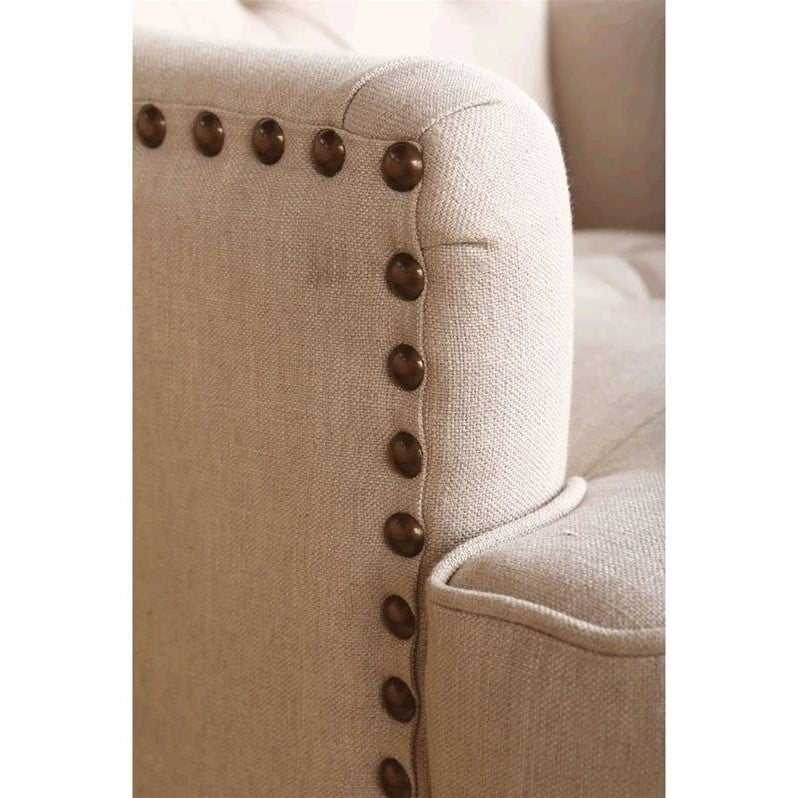 Abbyson Kyrra Tufted Linen Wingback Dining Chair In Cream Walmart Com Walmart Com