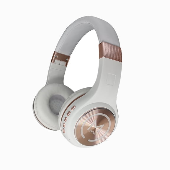Serenity Stereo Wireless Headphones With Microphone, White With Rose Gold Accents | Bundle of 5 Each