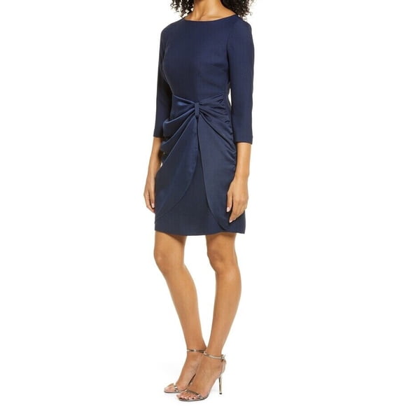Eliza J Women's Gathered Cocktail Dress Navy Size 4 $139 fits smaller