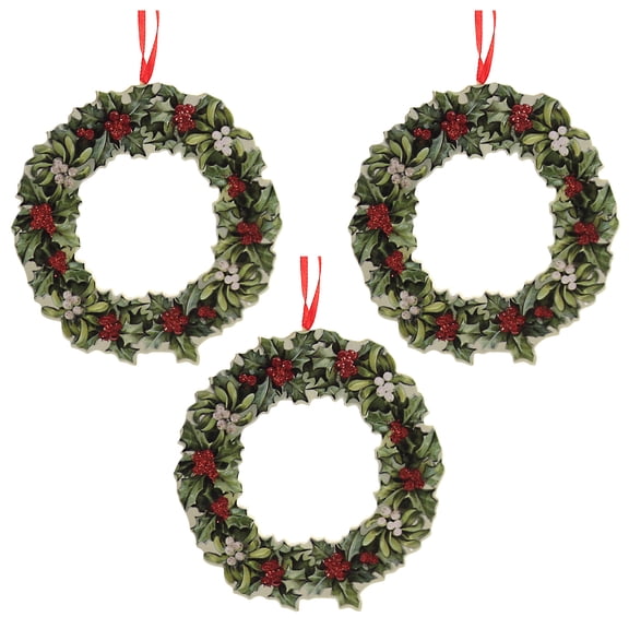 Holiday Ornament Wreath Dummy Board Mdf Christmas Holly Berries Rl9838