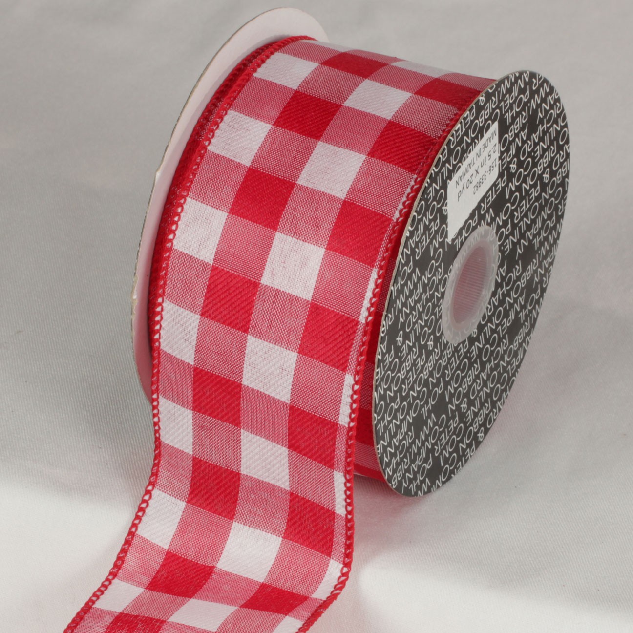 Classic Red and White Gingham Wired Craft Ribbon 2.5" x 40 Yards