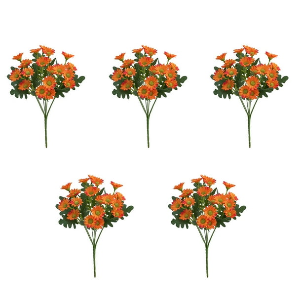 5 piezas de flores artificiales Yuarrent de seda crisantemo naranja 31 cm