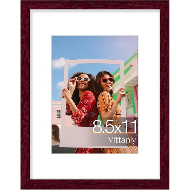 Vittanly Diploma Frame, Premium Material with Shatter Resistant Plexiglass, Display Pictures 6x8 with Mat or 8.5x11 without Mat, 8.5x11 Picture Frame for Wall or Table Top Display, Cherry Red, 1 Pack