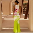 thumbnail image 4 of Vibrant Floral Color-Block Maxi Dress (L, Green), 4 of 6