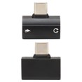 thumbnail image 3 of Adaptador de sonido para teléfono negro Tipo C a auriculares y cargador de 3,5 mm Función dual 2 en 1 Adaptador de conector de puerto de carga tipo C PD60W Carga rápida, 3 of 8