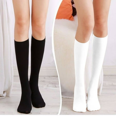 

Womens Soft Opaque Knee High Socks Abrasion-resistant Non-smelly Knee Socks White