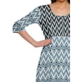 thumbnail image 3 of Moomaya Printed Indian Top Long&nbsp;Kurti&nbsp;Dress 3/4 Sleeve Tunic Dresses For Women, 3 of 5