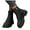 Black, variant on Winter Combat Boots for Women High Top Plush Warm Lace up Zipper Waterproof Leather Lug Sole Snow Booties