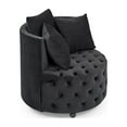 thumbnail image 6 of Rround Upholstered Swivel Chair with 3 Pillows, Velvet Lounge Chair with Movable Wheels, Accent Armless Chair for Living Room Bedroom Lounge Room, Black, 6 of 9