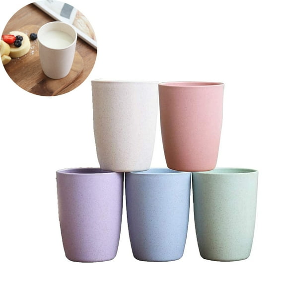 Microwave & Dishwasher Safe Wheat Straw Drinking Tumbler, Indestructible & Reusable For A Healthier Lifestyle, Large Capacity, Save Space With 5 Colorful Cups