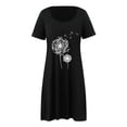 thumbnail image 5 of B91xZ Plus Size Robes Décontractée en Vrac à Manches Courtes Robe Longue Split Maxi Robe de Plage d'Été, Noir L, 5 of 5
