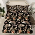 thumbnail image 2 of jejeloiu Cute Opossum Bed Sheets,Kawaii Rustic Floral King Sheets,Gray Black Sheet Set For Girls Boys,Luxury Bedroom Decor,4-Piece, 2 of 7