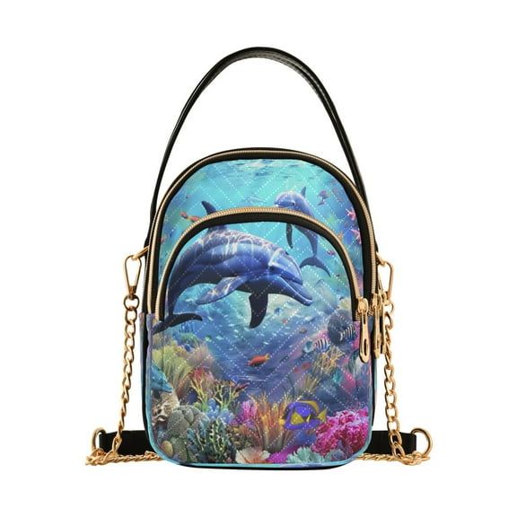 ALAZA Chain Crossbody Bags for Women Dolphin under Sea Shoulder Handbag Phone Purse