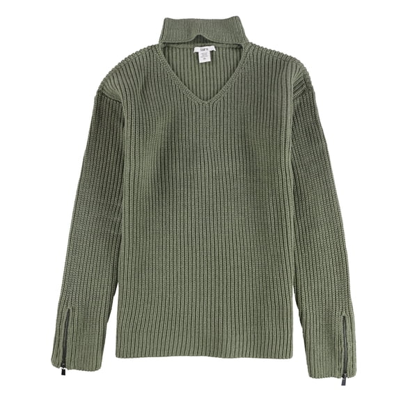 bar III Womens Choker-Neck Pullover Sweater, Green, X-Large