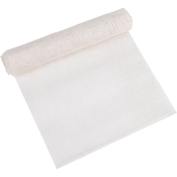 Rollo de tela de malla de lino beige de 35 x 19,7 pulgadas, sinamay, para envolver ramos, tocados de novia y velos.
