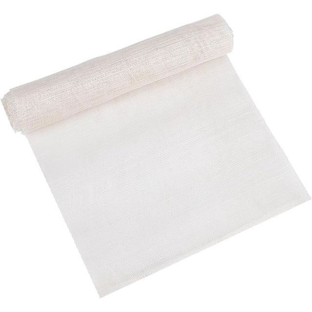 Rollo de tela de malla de lino beige de 35 x 19,7 pulgadas, sinamay, para envolver ramos, tocados de novia y velos.