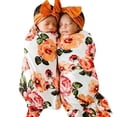 thumbnail image 5 of ZHUASHUM Baby blankets For Boys Girls Floral Prints Swaddle Turban Hat Soft Sleeping Blanket Wrap Set Bedding, Home Decor for All Seasons Orange M, 5 of 6