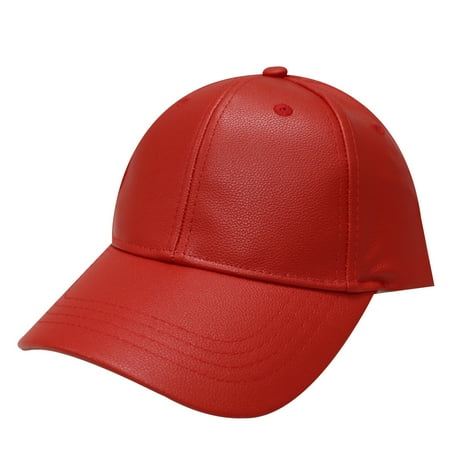 City Red Leather - City Hunter Lc200 Faux Leather Plain Baseball Cap Red