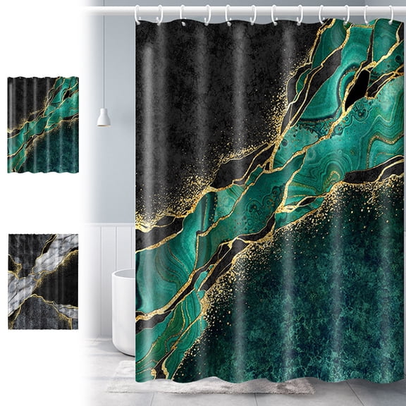 Usloyux Under $5 Geometric Print Shower Curtain, Waterproof Bathroom Window Curtain with Hooks, Modern Patterned Tub Enclosure Liner, Mold Mildew Resistant Fabric for Bath Tub