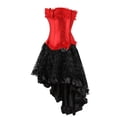 thumbnail image 2 of Grebrafan Steampunk Corsets à Fermeture Éclair Bustiers avec Jupe pour Femmes G Rouge, 2 of 5