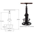 thumbnail image 2 of LOKKHAN Industrial Bar Table 38.6"-48.4" Height Adjustable Swivel Round Wood Tabletop 23.7" Dia, Kitchen Dining Office Coffee Bistro Pub Table, 2 of 14