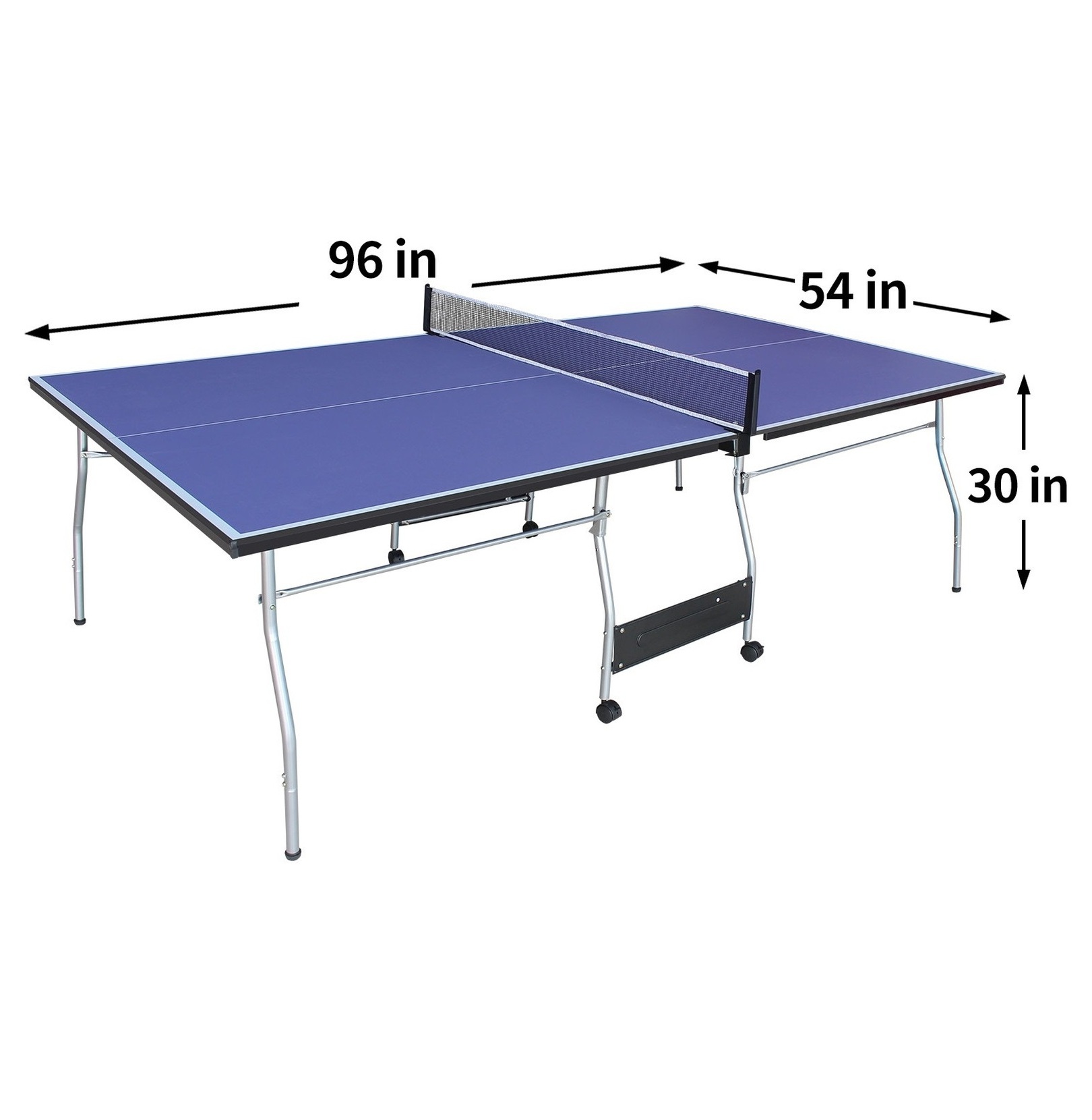 8ft Mid-Size Table Tennis Table Foldable & Portable Ping Pong Table Set for Indoor Games with Net, 2 Table Tennis Paddles and 3 Balls