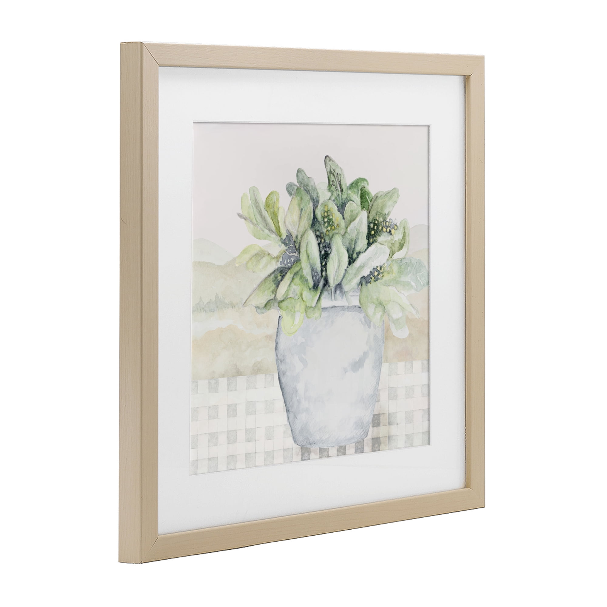 Stupell Industries Potted Farm Herbs Arrangement Birch Framed Print Under Glass, design by Janice Gaynor