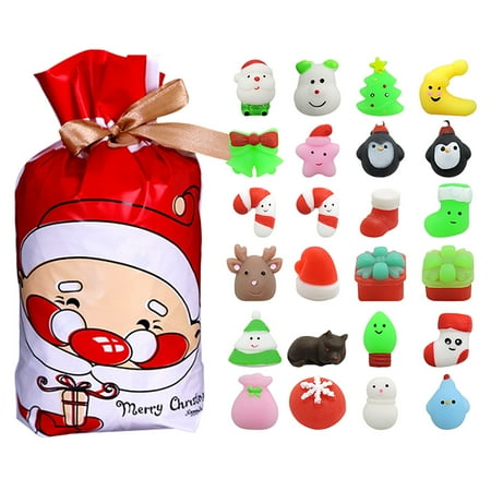 Aozowin 24Pcs Christmas Animal Toys Stress Relief Set Slow Rising Fidget Toys Advent Calendar Gift for Kids Adults