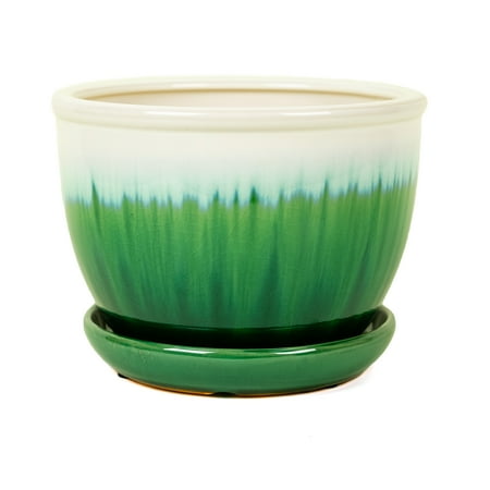 Pennington Ombre Ceramic Pot  Aqua Foam 8 inch Walmart com