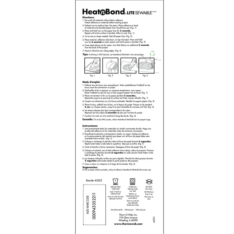 Heat N Bond Lite Fusible Adhesive - 17 in x 1 1/4 yd package - 3522