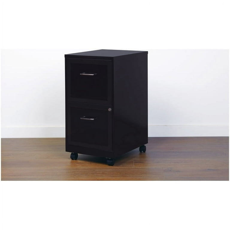 VIVO Black 2 Drawer Mobile Filing Cabinet with Metal Frame, Wooden