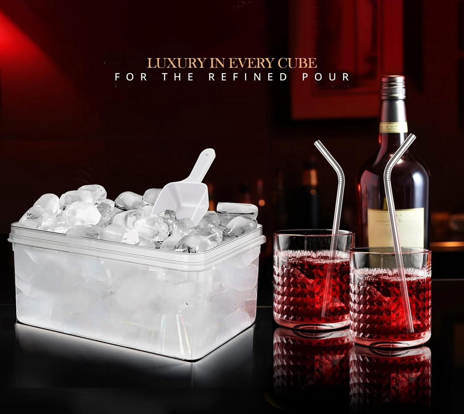 56pcs Ice Cube Tray With Lid And Bin - Stackable 4 Trays Silicone Plastic Freezer Mold  Large Bucket Scoop Tong & 2 Ss Straws Easy Release Maker For Cocktail Coffee Rv