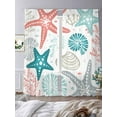 thumbnail image 3 of Red Teal Starfish Coastal Sheer Curtains 96 Inch Length 2 Panels Set for Living Room/Bedroom, Summer Beach Nautical Coral Sea Curtain Sheers Drapes Rod Pocket Curtains Window Treatment 52''x96''x2, 3 of 7