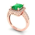 thumbnail image 2 of 2.78 ct Emerald Cut Simulated Emerald with Simulated Diamond Halo Accents 14K Rose Gold Womens Engagement Ring, 2 of 6