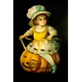 thumbnail image 2 of Vintage Apple Collection 11x14 Black Ornate Wood Framed with Double Matting Museum Art Print Titled - Halloween Girl Blue Blow.tif, 2 of 4