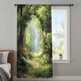 thumbnail image 4 of Forest Sheer Curtains 54 Inches Long, Nature Woodland Spring Scenic Green Trees Flower Light Filering Curtains, Breathable Simi Curtain Privacy Drapes for Kitchen Bathroom Small Window Treatment, 4 of 9