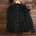 thumbnail image 4 of Women’s Elegant Lace Crochet Mock Neck Shirts Casual Victorian Blouse Long Sleeve Button Down Tops, 4 of 9