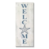 Welcome Starfish Phrase Sign Coastal Graphic Art Gallery Wrapped Canvas Print Wall Art