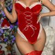 thumbnail image 2 of Conjunto de lencería Sexy Gibobby Navidad Papá Noel con liguero de encaje Teddy Body Rojo L, 2 of 5