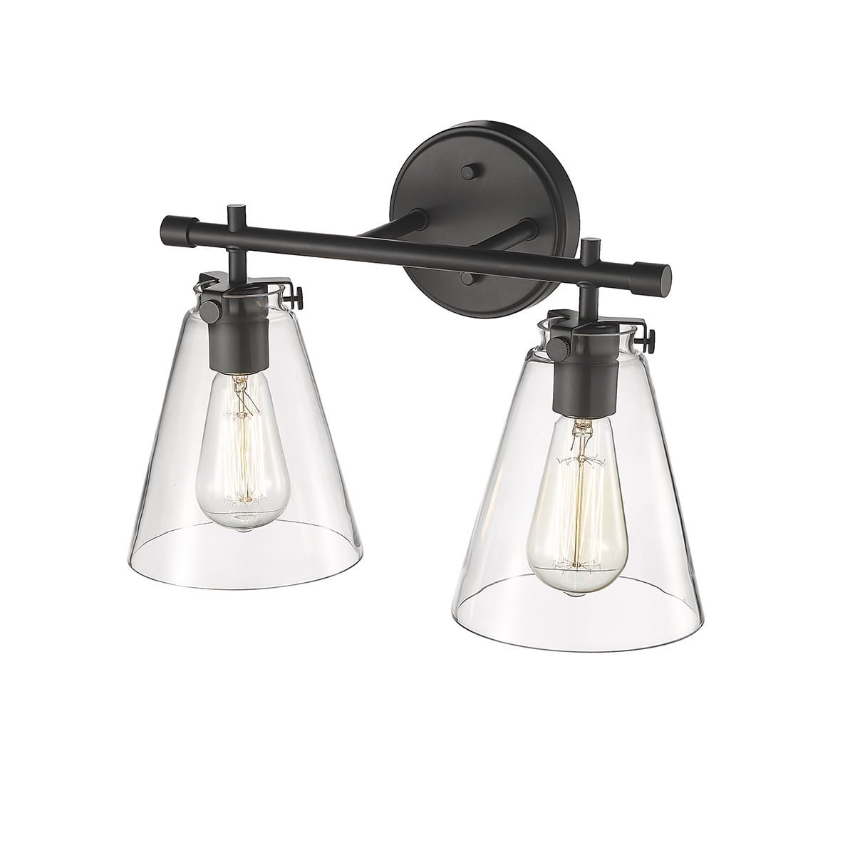 Open Box Millennium Lighting Aliza 2 Light Bathroom Vanity Fixture with Clear Glass Shades Brushed Nickel Nickel Brushed