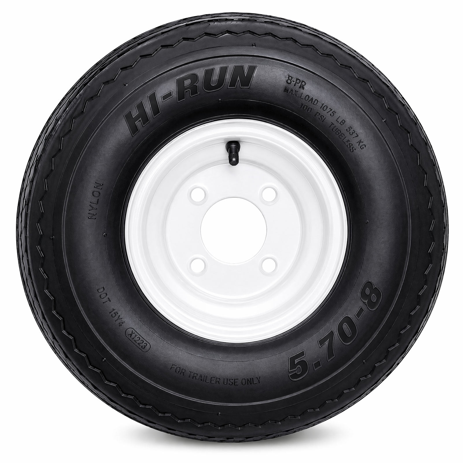 Hi-Run 2 Set SU02 5.70-8 8PR Boat Trailer Tire and 4-Lug White Wheel Assembly