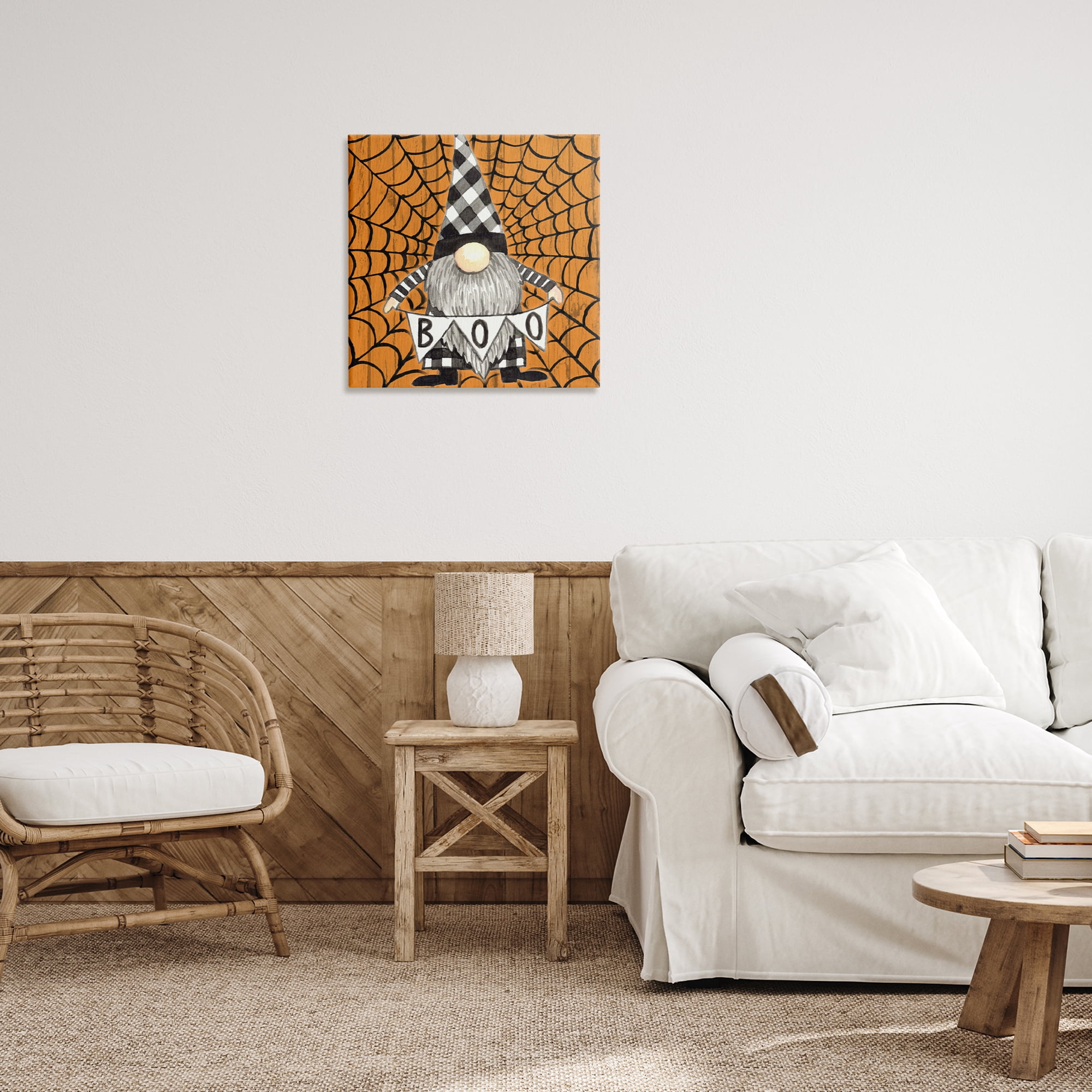 Stupell Industries Rustic Halloween Gnome Holiday Painting Wrapped Canvas Art Print Wall Art, 24 x 24