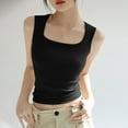 thumbnail image 4 of hotojiny Women's Tank Top Summer Base Layering Camisole Slim Fitted Sleeveless T-Shirt Square Collar Solid Color Going out Tee, 4 of 4
