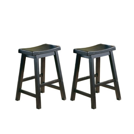 Saddleback 24 Height Stool Black Finish Set Of 2 Walmart Com