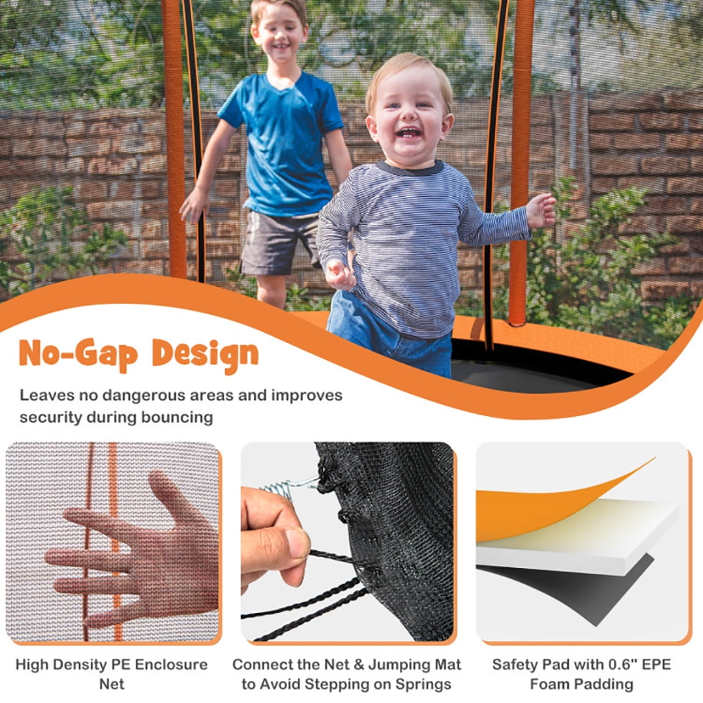 GVN Trampoline, Outdoor Recreational Trampolines,10 Feet Unique Flower Shape Trampoline with Galvanized Steel Frame-Orange