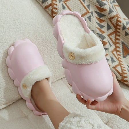 

Wefuesd Winter Couples Ladies Plush Non Slip Warm Indoor Home Comfortable Waterproof Removable Cotton Slippers Slippers For Women Indoor Womens Slippers Pink 39