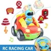 RC Cartoon Race Car AMENON Electric Toy Music and Lights Remote Control & Play Vehicles Mini Roadblock with for Baby Toddlers Kids and Children Christmas Gifts