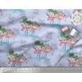 thumbnail image 2 of Soimoi Blue Poly Georgette Fabric Palm Tree, & Flamingo Bird Print Fabric by the Yard 42 Inch Wide, 2 of 3