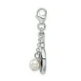 thumbnail image 2 of Sterling Silver Amore La Vita Polished Moveable Enameled Imitation Pearl Paddle Charm Pendant with Fancy Lobster Clasp, 2 of 5